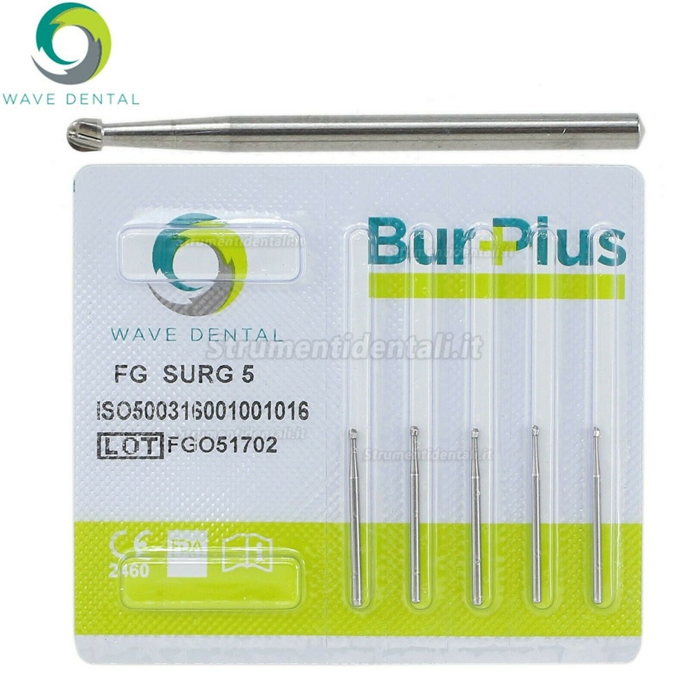 10 Pezzi FG SURG 5 fresa metallo duro a testa tonda dentale